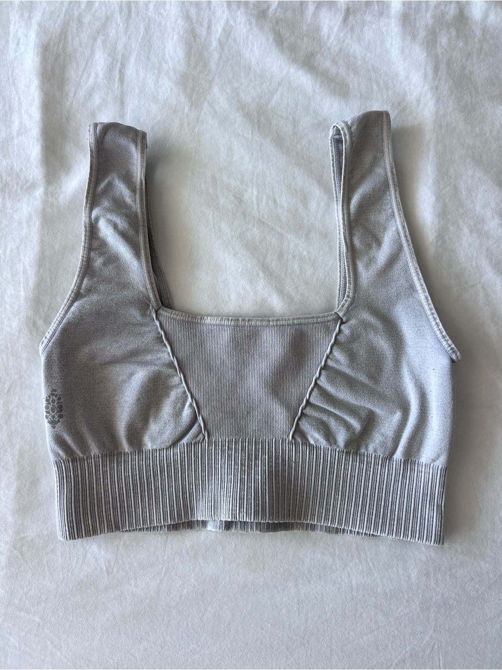Free People Ribbed Scoop Sports Bra - Light Gray